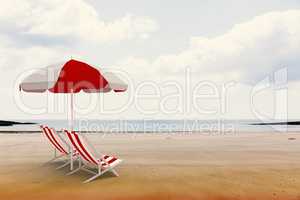 Image of sun lounger and sunshade