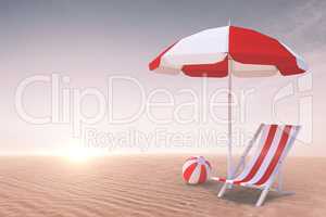 Composite image of image of sun lounger and sunshade