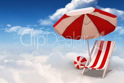 Composite image of image of sun lounger and sunshade