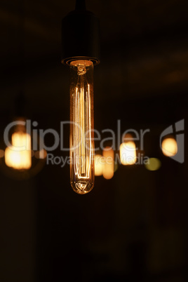 Image of elongated filament lamp, close-up