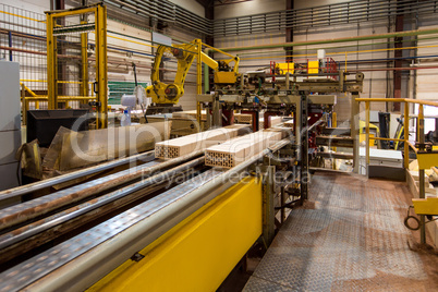Brickworks. Image of conveyor in production hall