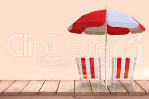 Composite image of image of sun lounger and sunshade