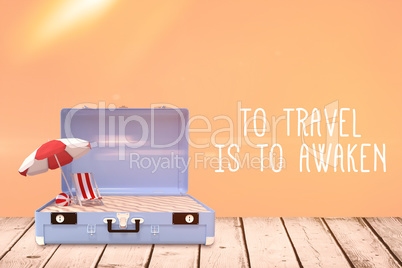 Composite image of travel slogan