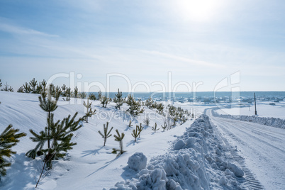 Image of road to village in wintertime