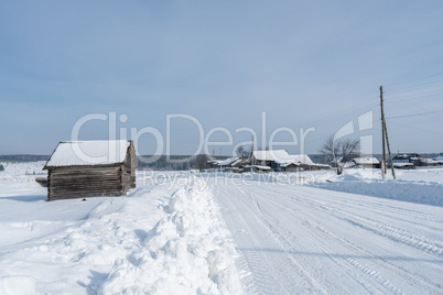 Image of Russian village in winter time