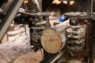 Image of machine for sawing wood at sawmill
