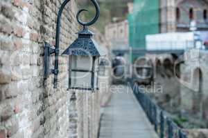 Close-up of lantern on wall. Tbilisi, Georgia