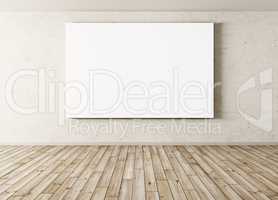 Empty Interior background with big poster 3d rendering