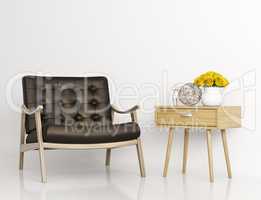 Armchair and side table 3d rendering