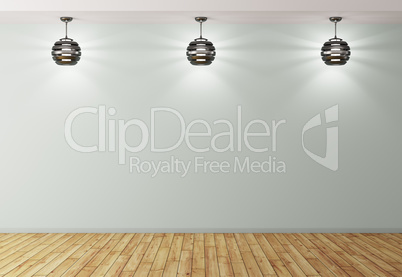 Interior background with lamps 3d rendering