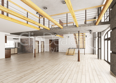 Empty interior 3d rendering