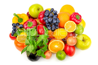 fruits and vegetables isolated on white background