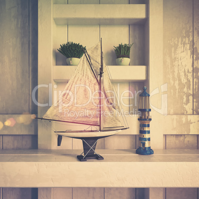 3d - maritime decoration - shot 02 - retro style