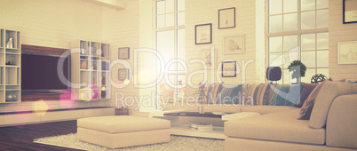 3d - modern livingroom - retro style - shot 41