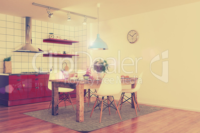 modern kitchen interior - shot 31 - retro style