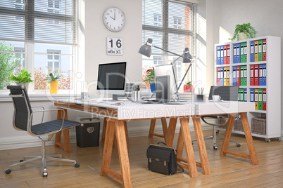 3d rendering - modern workplace - home office