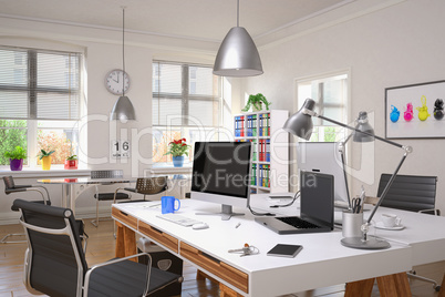 3d rendering - modern workplace - office