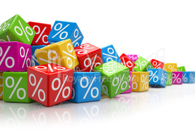 falling colorful cubes with percent signs