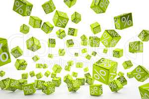 falling percent cubes green