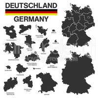 german map with regional boarders - federal states - high detail