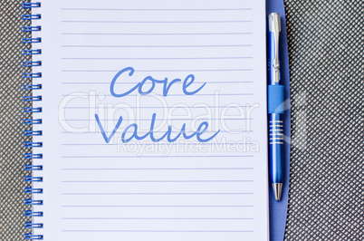 Core value write on notebook