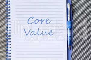 Core value write on notebook