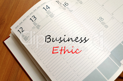 Business ethic write on notebook