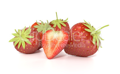 3d red ripe strawberries