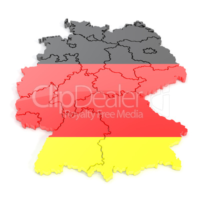 3D map of germany in tricolor