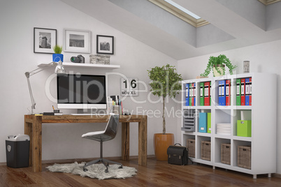 3d rendering - modern workplace - home office