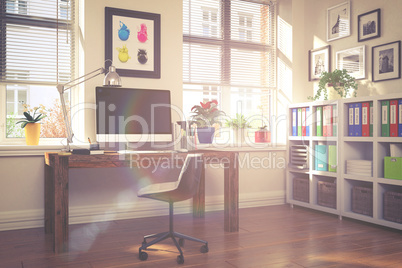 3d rendering - modern workplace - home office - vintage look