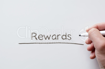 Rewards written on whiteboard
