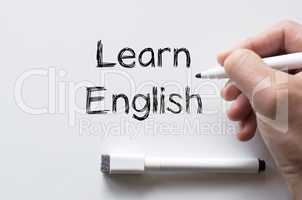 Learn english written on whiteboard