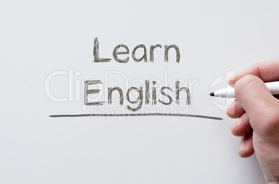 Learn english written on whiteboard