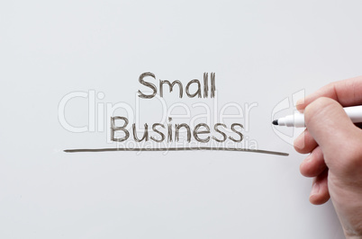 Small business written on whiteboard