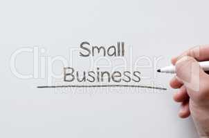 Small business written on whiteboard