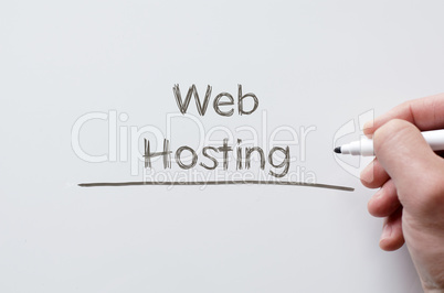 Web hosting written on whiteboard