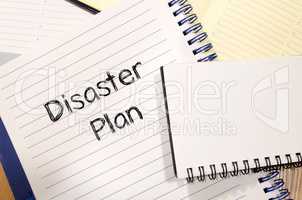 Disaster plan text concept