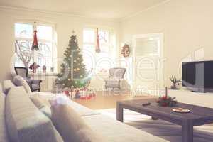 apartment - living room - christmas - retro look