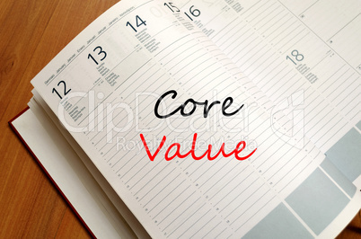 Core value write on notebook