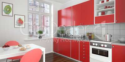 modern kitchen - red