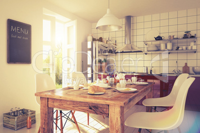 3d - modern kitchen interior - shot 03 - retro look