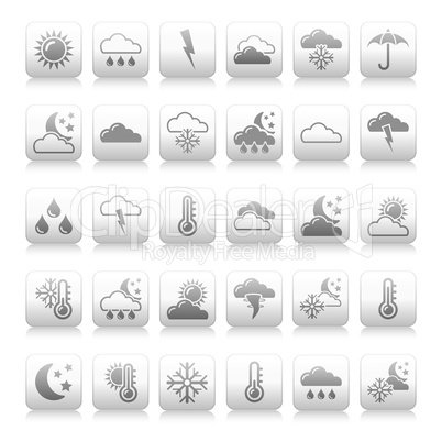 Set of weather icons - grey