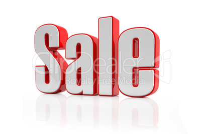 3d - sale text - red-white