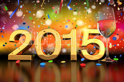 champagne glass - 2015 - confetti and streamer
