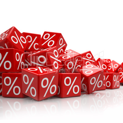 falling red cubes with percent signs