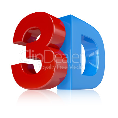 3d illustration in red and blue on white background