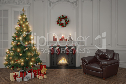 3d - luxury apartment - christmas