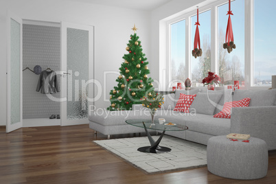3d - modern livingroom - christmas