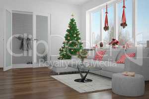 3d - modern livingroom - christmas